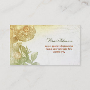 vintage flowers drawing elegant old and aged business card