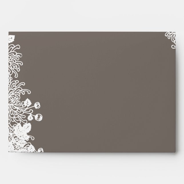 Vintage Flowers Driftwood Grey Wedding Envelopes (Front)