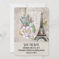 Vintage Flowers, Eiffel Tower and Burlap Wedding