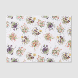 Vintage Flowers, Filigree and Ribbons Tissue Paper