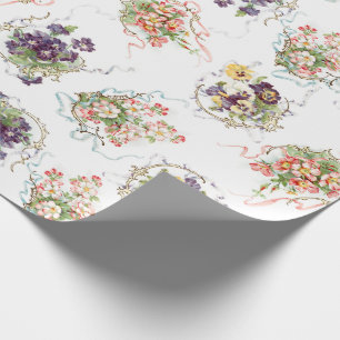 Vintage Flowers, Filigree and Ribbons Wrapping Paper