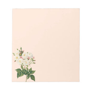 Vintage Flowers Floral Blush Noisette Rose Redoute Notepad