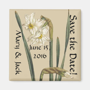 Vintage Flowers Floral Save the Date Magnet