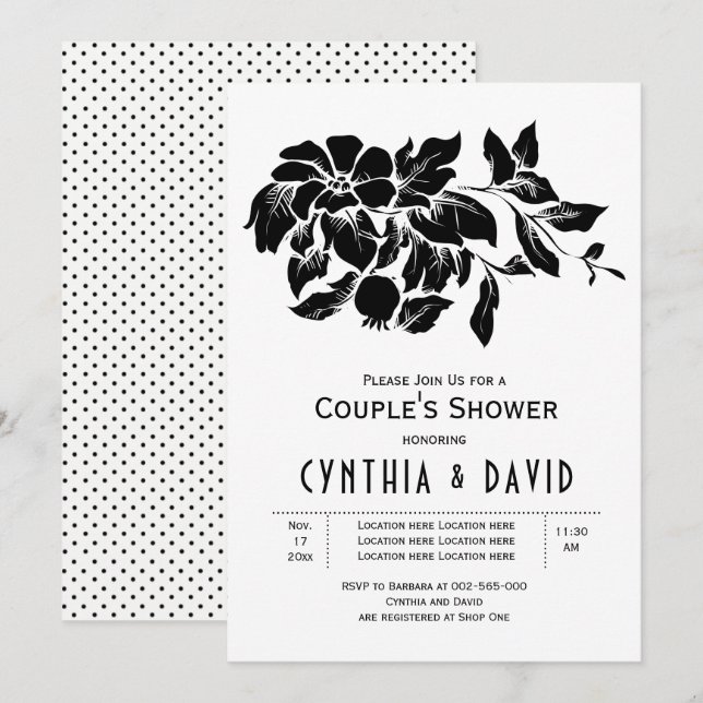 Vintage flowers floral wedding couples shower invitation (Front/Back)