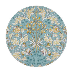 Vintage flowers, foliage seamless light blue patte cutting board