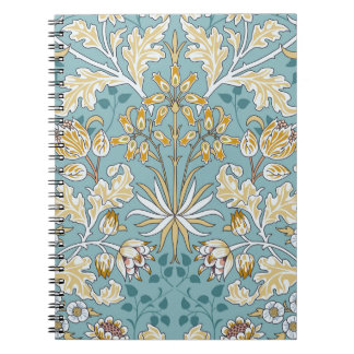 Vintage flowers, foliage seamless light blue patte notebook