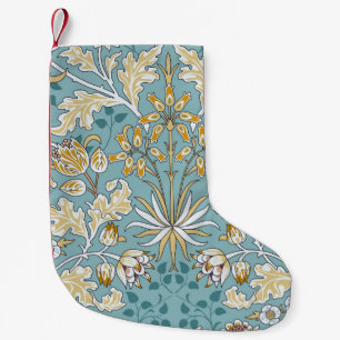 Vintage flowers, foliage seamless light blue patte small christmas stocking