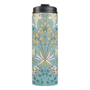 Vintage flowers, foliage seamless light blue patte thermal tumbler