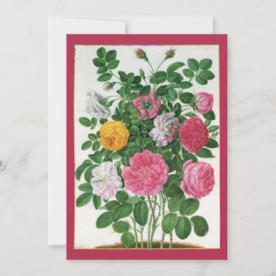 Vintage Flowers, Garden Roses Bridal Shower Party Invitation