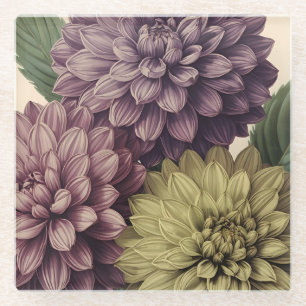 Vintage Flowers Glass Coaster