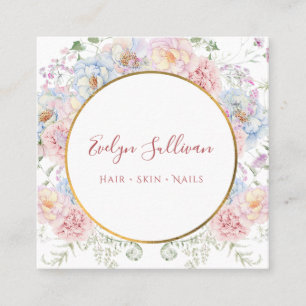 Vintage flowers gold circle business card