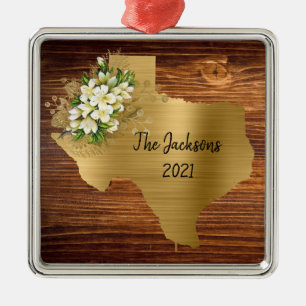 Vintage Flowers Golden Texas Metal Tree Decoration