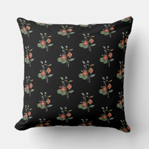 Vintage Flowers Green Orange Yellow Nastaturium Cushion