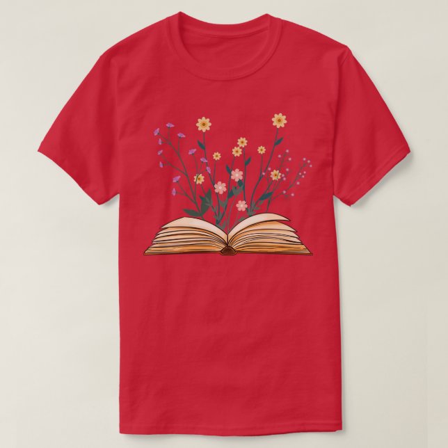Vintage flowers growing from book 1 T-Shirt (Design Front)