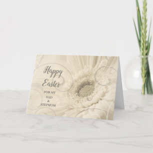 Vintage Flowers Happy Easter Dad and Stepmom Holiday Card