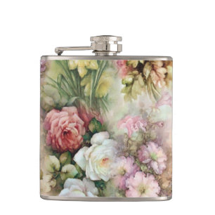Vintage Flowers Hip Flask