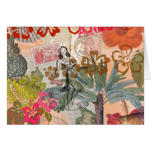 Vintage Flowers Hula Colourful Hawaiian Tropical