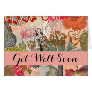 Vintage Flowers Hula Colourful Hawaiian Tropical