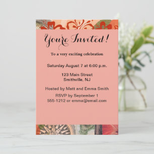 Vintage Flowers Hula Colourful Hawaiian Tropical Invitation