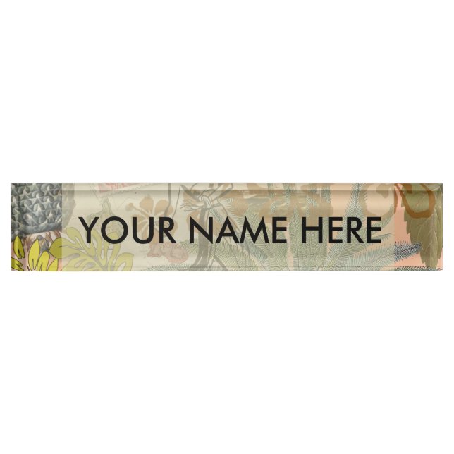 Vintage Flowers Hula Colourful Hawaiian Tropical  Nameplate (Front)