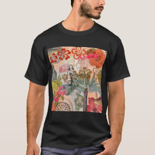 Vintage Flowers Hula Colourful Hawaiian Tropical T-Shirt