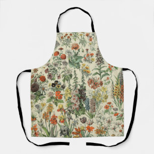 Vintage Flowers Illustration Adolphe Millot Apron