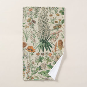 Vintage Flowers Illustration Adolphe Millot Hand Towel