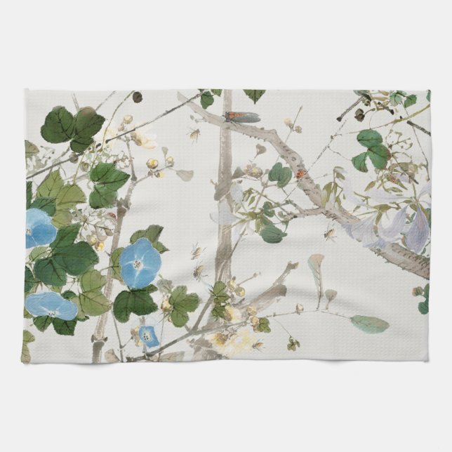 Vintage Flowers Illustration Tea Towel (Horizontal)