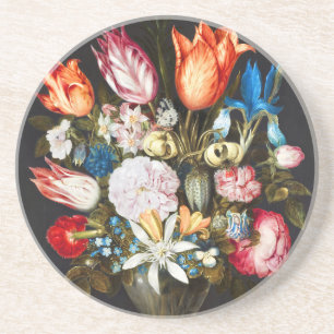 Vintage Flowers in a Glass by Ambrosius Bosschaer Coaster