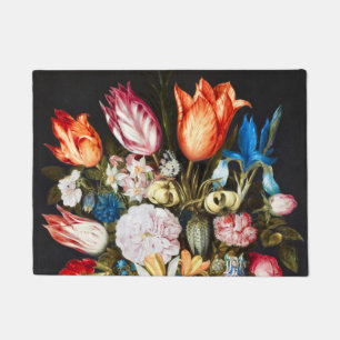 Vintage Flowers in a Glass by  Ambrosius Bosschaer Doormat