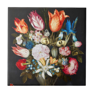 Vintage Flowers in a Glass by  Ambrosius Bosschaer Tile