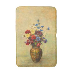 Vintage Flowers in a Vase (1910) by Odilon Redon Bath Mat