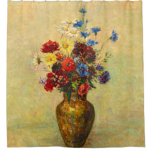 Vintage Flowers in a Vase (1910) by Odilon Redon Shower Curtain
