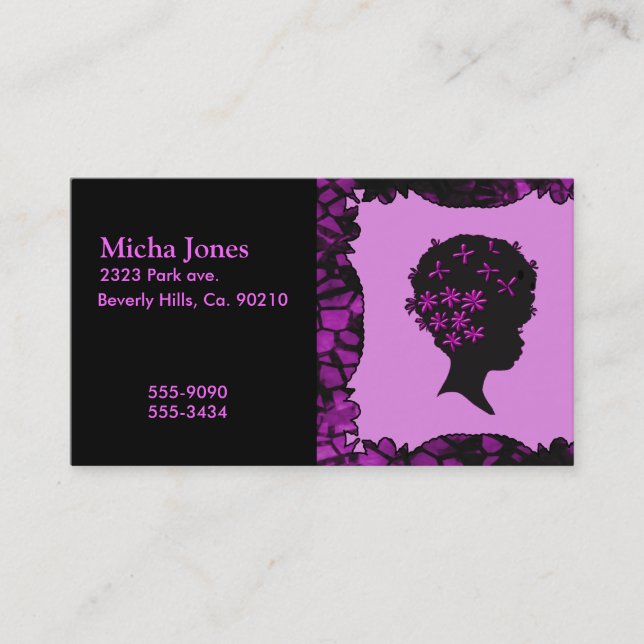 Vintage Flowers In Afro Business Card (Front)