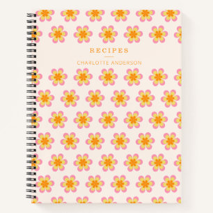 Vintage Flowers in Orange Personalised Recipe  Notebook