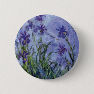 vintage flowers lilac-irises-1917 monet. 6 cm round badge