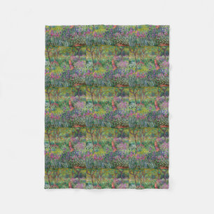 vintage flowers Monet garden famous artist Fleece Blanket