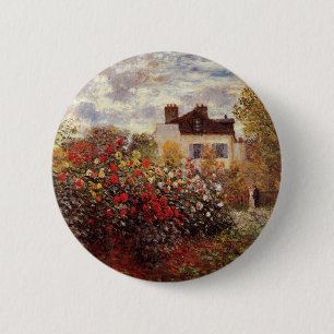 vintage flowers monet-s-garden-in-argenteuil-sun 6 cm round badge