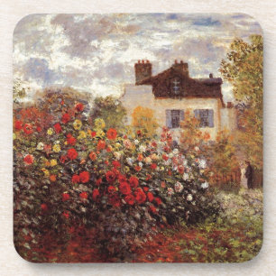 vintage flowers monet-s-garden-in-argenteuil-sun coaster