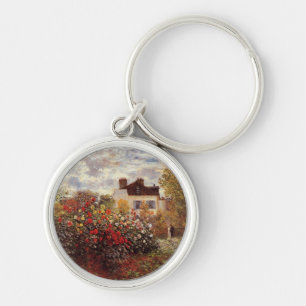 vintage flowers monet-s-garden-in-argenteuil-sun key ring