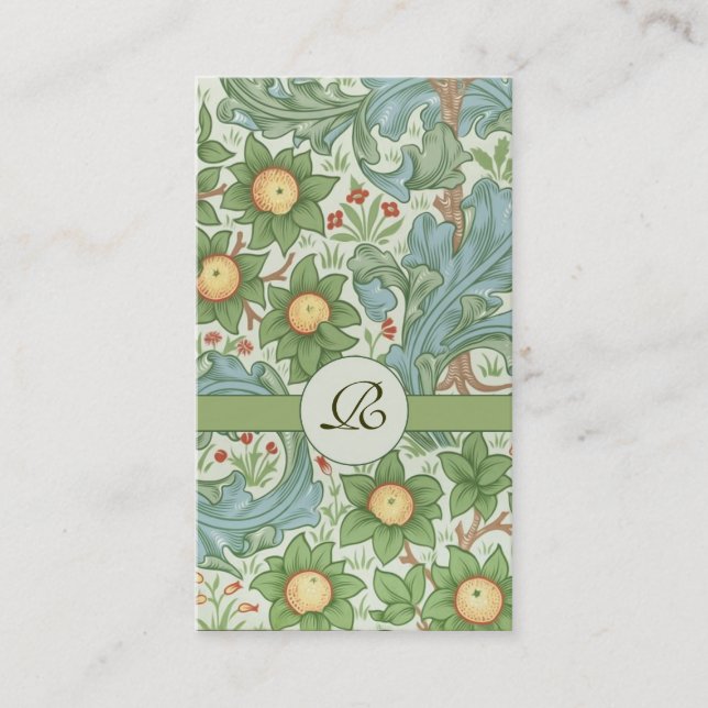vintage flowers monogram business card (Front)