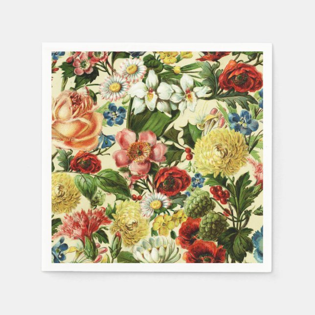 Vintage flowers monogram floral country napkin (Front)