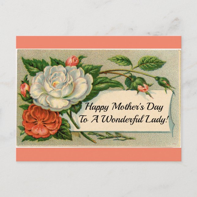 Vintage Flowers Mother's Day Postcard (Front)