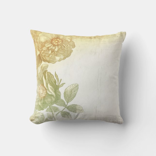 vintage flowers old elegant cushion (Front)