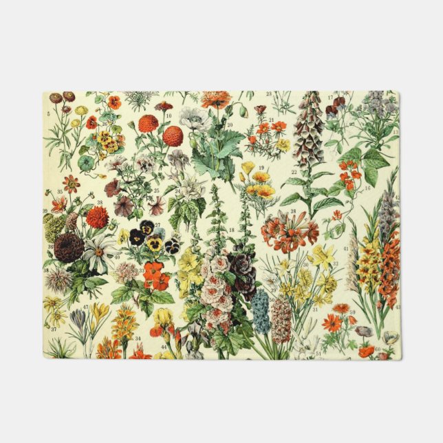 Vintage Flowers Old Illustration Art Doormat (Front)
