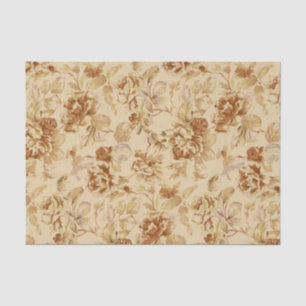 Vintage Flowers Old Paper Pattern Burnt Parchment