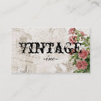 Vintage Flowers over Distressed Text Business Card