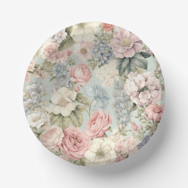 Vintage Flowers Paper Bowl Paper Plate (Front)