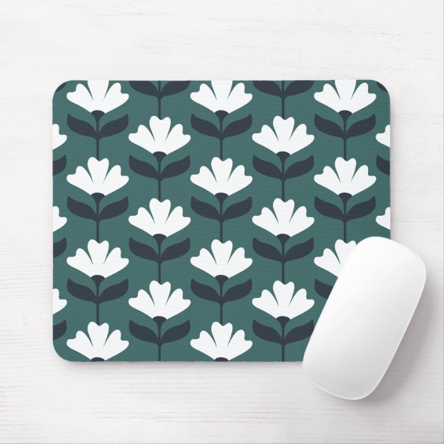 Vintage Flowers Pattern Sea Green Mouse Mat (With Mouse)