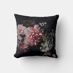 Vintage flowers. Peonies, tulips, lily, hydrangea  Cushion